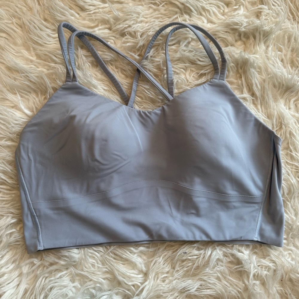 Light Blue Lululemon Like a Cloud Longline Bra, size 10